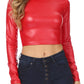 Sakkas Matte Liquid Mock Neck Turtleneck Long Sleeve Crop Top - Made in USA