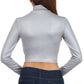 Sakkas Matte Liquid Mock Neck Turtleneck Long Sleeve Crop Top - Made in USA