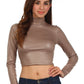 Sakkas Matte Liquid Mock Neck Turtleneck Long Sleeve Crop Top - Made in USA