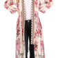 Sakkas Iona Women's Casual Boho Long Kimono Cardigan Open Front Floral Print Loose