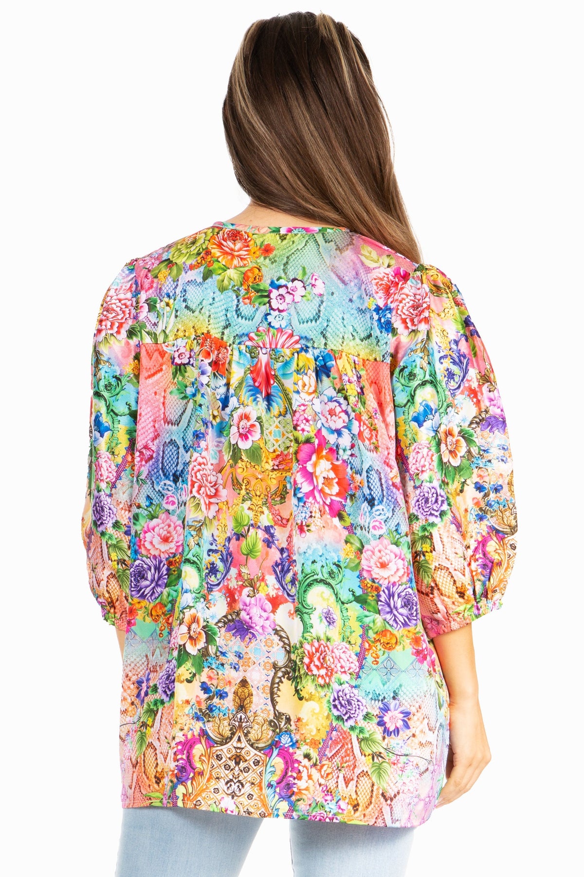 Sakkas Ligia Túnica Floral: Blusa de Mujer de Manga 3/4