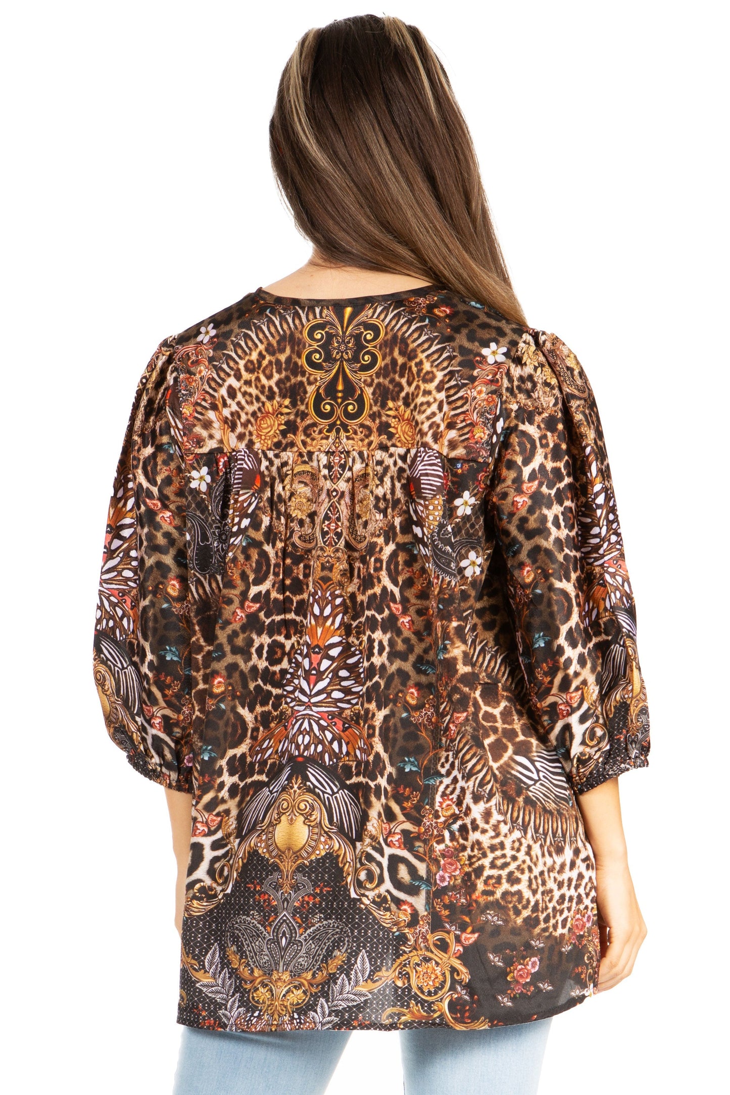 Sakkas Ligia Túnica Floral: Blusa de Mujer de Manga 3/4