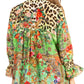 Elvira Floral Tunic Blouse - Women's Loose Swing Top with Long Sleeves and Scoop Neck by Sakkas
