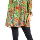 Elvira Floral Tunic Blouse - Women's Loose Swing Top with Long Sleeves and Scoop Neck by Sakkas