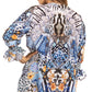 Elvira Floral Tunic Blouse - Women's Loose Swing Top with Long Sleeves and Scoop Neck by Sakkas
