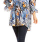 Elvira Floral Tunic Blouse - Women's Loose Swing Top with Long Sleeves and Scoop Neck by Sakkas