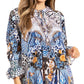 Elvira Floral Tunic Blouse - Women's Loose Swing Top with Long Sleeves and Scoop Neck by Sakkas