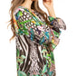 Elvira Floral Tunic Blouse - Women's Loose Swing Top with Long Sleeves and Scoop Neck by Sakkas