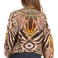 Women's Boho Floral Tunic Top with V-Neck and Elastic Sleeves by Sakkas Sante
