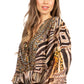 Women's Boho Floral Tunic Top with V-Neck and Elastic Sleeves by Sakkas Sante