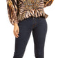 Women's Boho Floral Tunic Top with V-Neck and Elastic Sleeves by Sakkas Sante