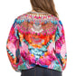 Women's Boho Floral Tunic Top with V-Neck and Elastic Sleeves by Sakkas Sante