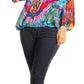 Women's Boho Floral Tunic Top with V-Neck and Elastic Sleeves by Sakkas Sante