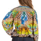 Women's Boho Floral Tunic Top with V-Neck and Elastic Sleeves by Sakkas Sante
