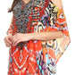 Sakkas Saanvi Printed Draped Short Sleeve Strap Cutout Shoulder V-Neck Kaftan Top