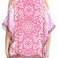 Sakkas Saanvi Printed Draped Short Sleeve Strap Cutout Shoulder V-Neck Kaftan Top
