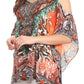 Sakkas Saanvi Printed Draped Short Sleeve Strap Cutout Shoulder V-Neck Kaftan Top