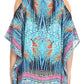 Sakkas Saanvi Printed Draped Short Sleeve Strap Cutout Shoulder V-Neck Kaftan Top