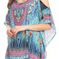 Sakkas Saanvi Printed Draped Short Sleeve Strap Cutout Shoulder V-Neck Kaftan Top