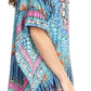 Sakkas Saanvi Printed Draped Short Sleeve Strap Cutout Shoulder V-Neck Kaftan Top