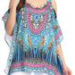 Sakkas Saanvi Printed Draped Short Sleeve Strap Cutout Shoulder V-Neck Kaftan Top