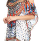 Sakkas Saanvi Printed Draped Short Sleeve Strap Cutout Shoulder V-Neck Kaftan Top