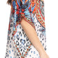 Sakkas Saanvi Printed Draped Short Sleeve Strap Cutout Shoulder V-Neck Kaftan Top