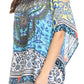 Sakkas Saanvi Printed Draped Short Sleeve Strap Cutout Shoulder V-Neck Kaftan Top
