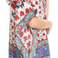 Sakkas Saanvi Printed Draped Short Sleeve Strap Cutout Shoulder V-Neck Kaftan Top