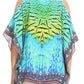 Sakkas Saanvi Printed Draped Short Sleeve Strap Cutout Shoulder V-Neck Kaftan Top