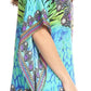 Sakkas Saanvi Printed Draped Short Sleeve Strap Cutout Shoulder V-Neck Kaftan Top