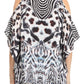 Sakkas Saanvi Printed Draped Short Sleeve Strap Cutout Shoulder V-Neck Kaftan Top