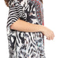 Sakkas Saanvi Printed Draped Short Sleeve Strap Cutout Shoulder V-Neck Kaftan Top