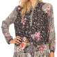 Sakkas Manu Womens Long Sleeve Mandarin Collar Blouse Top Light with Rhinestone