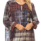 Sakkas Ida Womens Peasant Boho Tunic Blouse Top with Long Sleeves & Embellishing