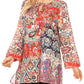 Sakkas Ida Womens Peasant Boho Tunic Blouse Top with Long Sleeves & Embellishing