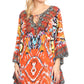 Sakkas Delu Women's Loose V Neck Blouses Top Tunic with Ruffles And Rhinestone