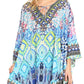 Sakkas Delu Women's Loose V Neck Blouses Top Tunic with Ruffles And Rhinestone