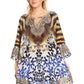 Sakkas Delu Women's Loose V Neck Blouses Top Tunic with Ruffles And Rhinestone
