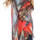 Sakkas Sloane Women's Printed V Neck Loose Fit Casual Circle Top Blouse with Ties