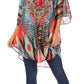 Sakkas Sloane Women's Printed V Neck Loose Fit Casual Circle Top Blouse with Ties