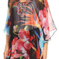 Sakkas Sloane Women's Printed V Neck Loose Fit Casual Circle Top Blouse with Ties