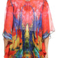 Sakkas Sloane Women's Printed V Neck Loose Fit Casual Circle Top Blouse with Ties