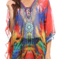 Sakkas Sloane Women's Printed V Neck Loose Fit Casual Circle Top Blouse with Ties