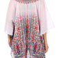 Sakkas Sloane Women's Printed V Neck Loose Fit Casual Circle Top Blouse with Ties