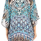 Sakkas Sloane Women's Printed V Neck Loose Fit Casual Circle Top Blouse with Ties