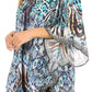 Sakkas Sloane Women's Printed V Neck Loose Fit Casual Circle Top Blouse with Ties