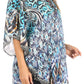 Sakkas Sloane Women's Printed V Neck Loose Fit Casual Circle Top Blouse with Ties