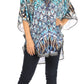 Sakkas Sloane Women's Printed V Neck Loose Fit Casual Circle Top Blouse with Ties