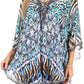 Sakkas Sloane Women's Printed V Neck Loose Fit Casual Circle Top Blouse with Ties